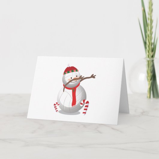 Dabbing Sneeuwman Volleybal Kerst Grappig Dab Feestdagen Kaart (Voorkant)