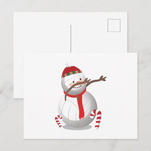 Dabbing Sneeuwman Volleybal Kerst Grappig Dab Feestdagenkaart (Voorkant / Achterkant)