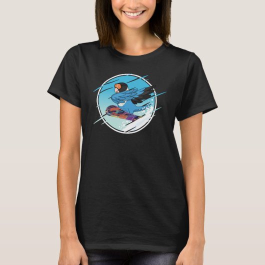 Dabbing Snowboard Parrot I Blue masked Lovebird T-shirt (Voorkant)