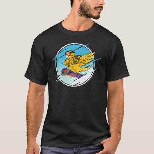 Dabbing Snowboard Parrot I Yellow Lutino Budgie Bu T-shirt (Voorkant)
