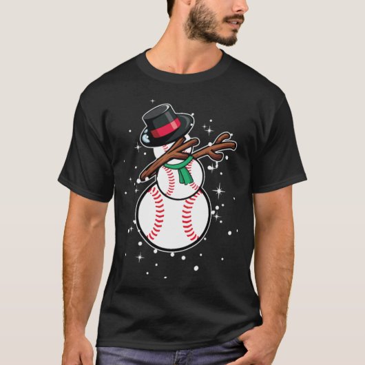 Dabbing Snowman Baseball Funny Christmas baseball  T-shirt (Voorkant)