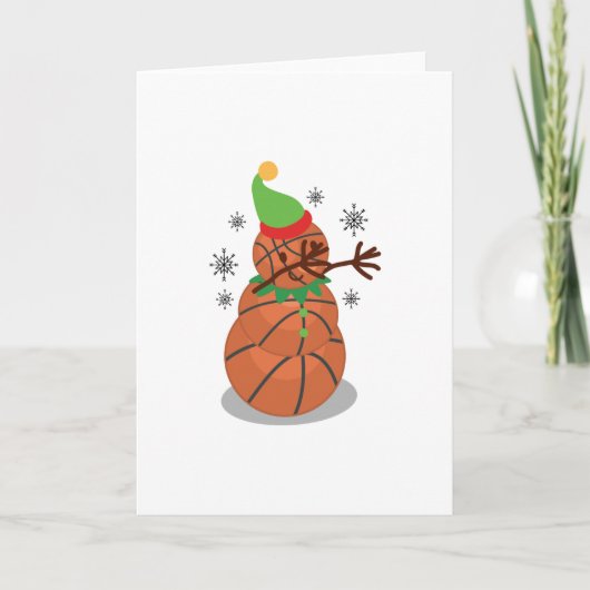 Dabbing Snowman basketbal Kerst Funny Dab Feestdagen Kaart (Voorkant)