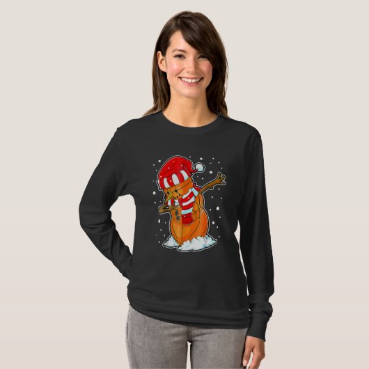 Dabbing Snowman Basketball Ball Christmas Santa Bo T-shirt (Voorkant volledig)