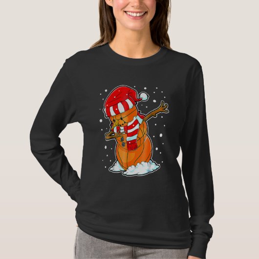 Dabbing Snowman Basketball Ball Christmas Santa Bo T-shirt (Voorkant)