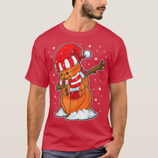 Dabbing Snowman Basketball Ball Kerstmis T-shirt