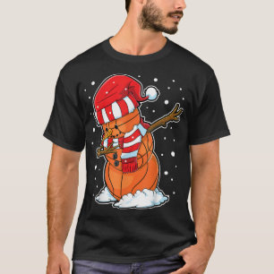Dabbing Snowman Basketball Ball Kerstmis T-shirt