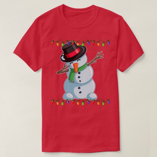 Dabbing Snowman Kerstlights Dab Funny Snowman T-shirt (Design voorkant)
