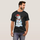 Dabbing Snowman Santa Kerstkerstman Funny Pet Dab T-shirt (Voorkant volledig)
