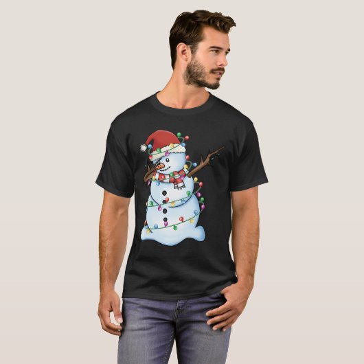 Dabbing Snowman Santa Kerstkerstman Funny Pet Dab T-shirt (Voorkant volledig)