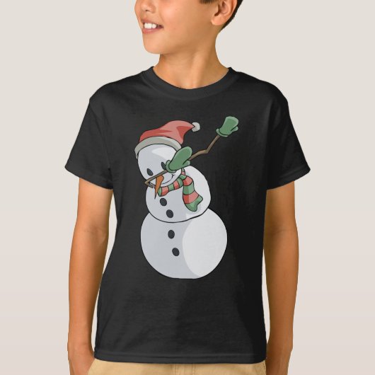 Dabbing Snowman T-Shirt Funny Kerstmis (Voorkant)