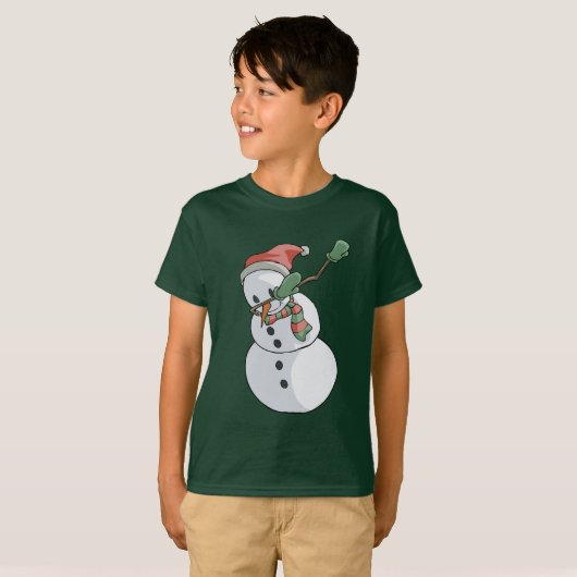 Dabbing Snowman T-Shirt Funny Kerstmis (Voorkant volledig)