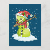 Dabbing Snowman Tennis Ball T-shirt Kerstmis Briefkaart (Voorkant)
