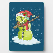 Dabbing Snowman Tennis Ball T-shirt Kerstmis Fotoplaat (voorkant)