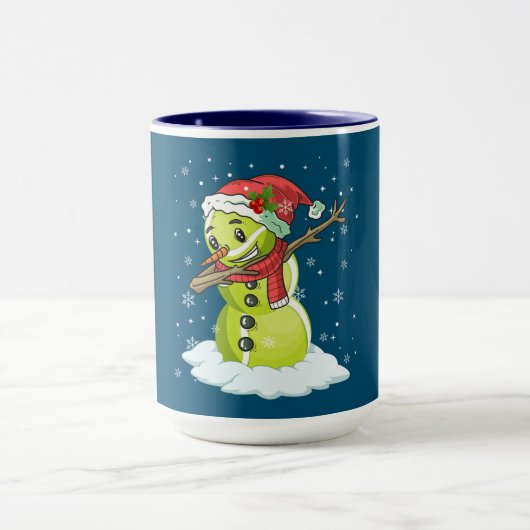 Dabbing Snowman Tennis Ball T-shirt Kerstmis Mok (Midden)