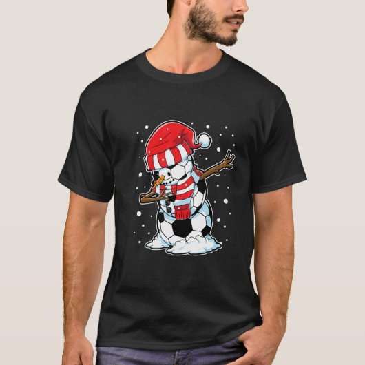 Dabbing Snowman Voetbal Kerstkerstkerstkerstkerstk T-shirt (Voorkant)