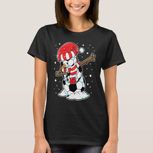 Dabbing Snowman Voetbal Kerstkerstkerstkerstkerstk T-shirt (Voorkant)