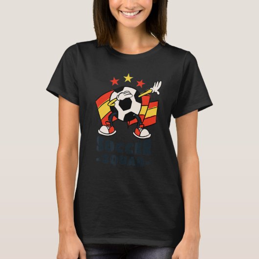 Dabbing Soccer Ball Spanish Flag Soccer Squad T-shirt (Voorkant)