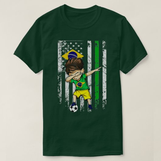Dabbing Soccer Boy Brazil Jersey - Braziliaanse Fo T-shirt (Design voorkant)
