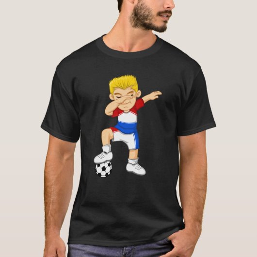 Dabbing Soccer Boy Netherlands Jersey Best Dutch F T-shirt (Voorkant)