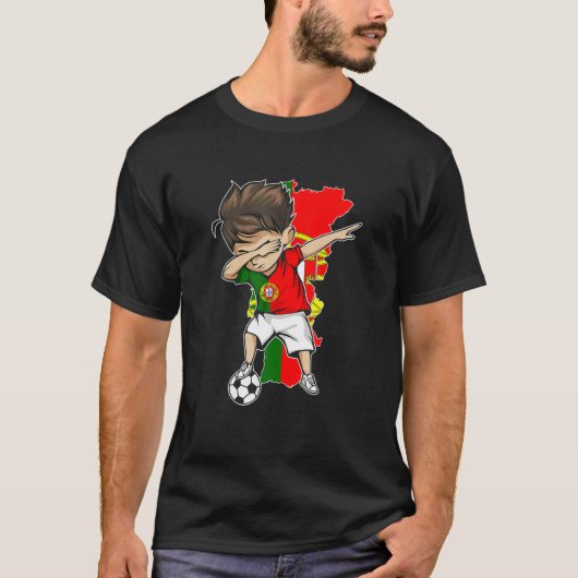 Dabbing Soccer Boy Portugal Jersey - Portugal Map T-shirt (Voorkant)