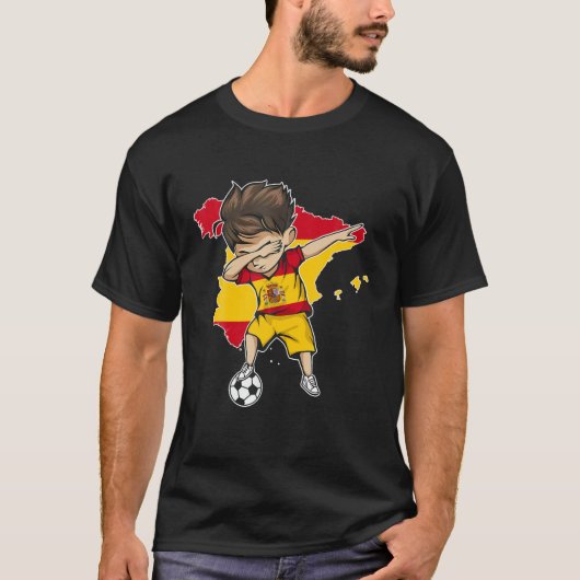 Dabbing Soccer Boy Spain Jersey - Spain Map Flag T-shirt (Voorkant)