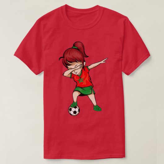 Dabbing Soccer Girl Marokko Jersey - Marokkaanse F T-shirt (Design voorkant)