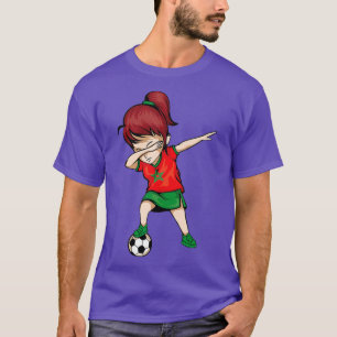 Dabbing Soccer Girl Marokko Jersey Moroccan Footba T-shirt