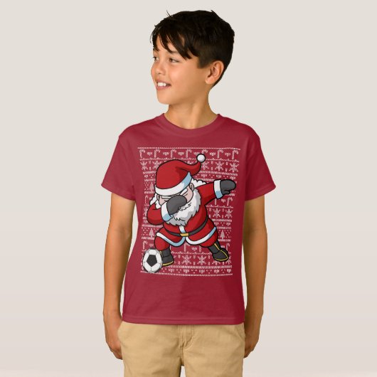 Dabbing Soccer Santa Claus Kerstmis T-shirt (Voorkant volledig)