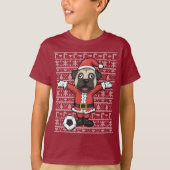 Dabbing Soccer Santa Pug Kerstmis T-shirt (Voorkant)