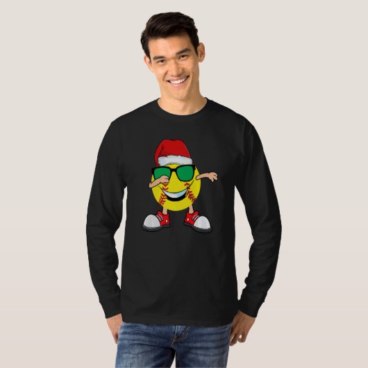 Dabbing Softball Ball Santa Hat Sunbril Christus T-shirt (Voorkant volledig)