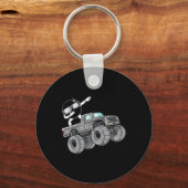 Dabbing Solar Eclipse Monster Truck Fun Boys Kinde Sleutelhanger (Voorkant)
