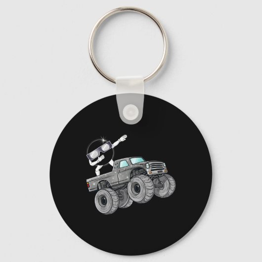 Dabbing Solar Eclipse Monster Truck Fun Boys Kinde Sleutelhanger (Achterkant)