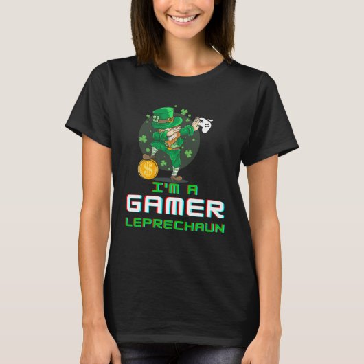Dabbing St Paddy's Day Video Gaming Leprechaun Gre T-shirt (Voorkant)