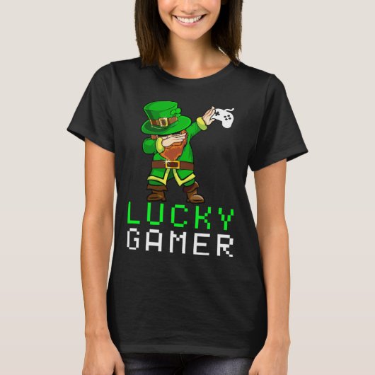 Dabbing St Paddy's Day Video Gaming Leprechaun Gre T-shirt (Voorkant)