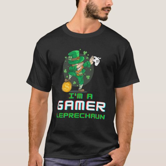 Dabbing St Paddy's Day Video Gaming Leprechaun Gre T-shirt (Voorkant)