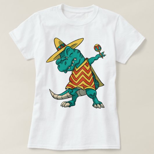 Dabbing T-rex dinosaurus Cinco de Mayo Fiesta 2024 T-shirt (Design voorkant)