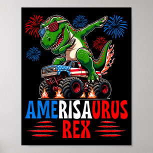 Dabbing T-Rex Patriottische Vlag van de VS 4 juli Poster