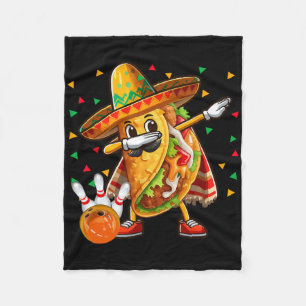 Dabbing Taco Bowling Spelen Cinco De Mayo Speler Fleece Deken