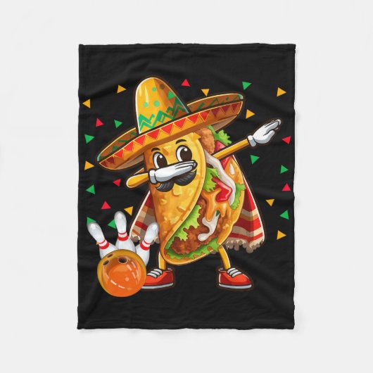 Dabbing Taco Bowling Spelen Cinco De Mayo Speler Fleece Deken (Voorkant)