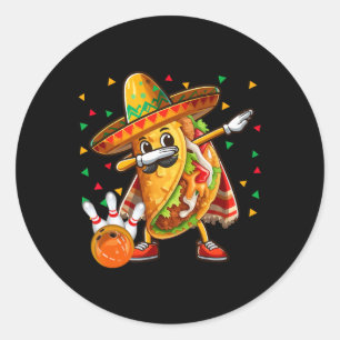 Dabbing Taco Bowling Spelen Cinco De Mayo Speler  Ronde Sticker