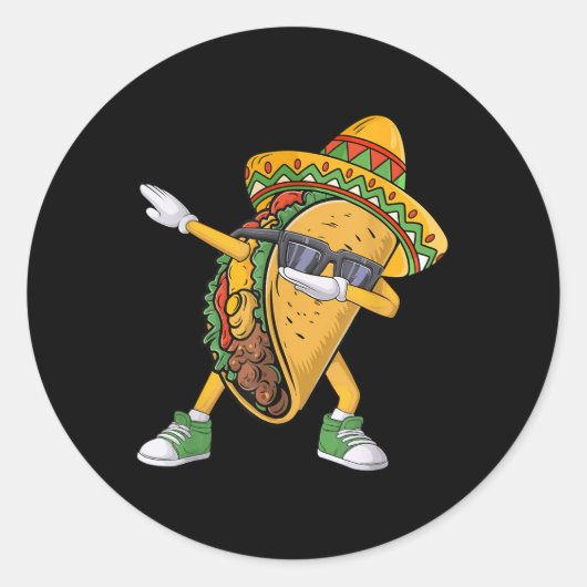 Dabbing Taco Cinco de Mayo Funny Mexican Food Dab Ronde Sticker (Voorkant)
