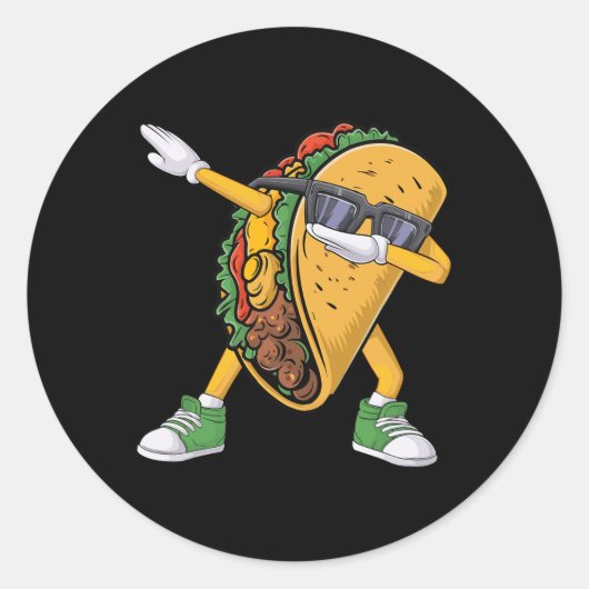 Dabbing Taco Cinco De Mayo Grappige Jongens Mannen Ronde Sticker (Voorkant)