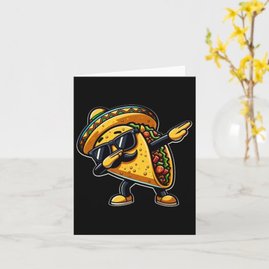 Dabbing Taco Cinco De Mayo Grappige Mexicaanse Vad Kaart (Gele Bloem)