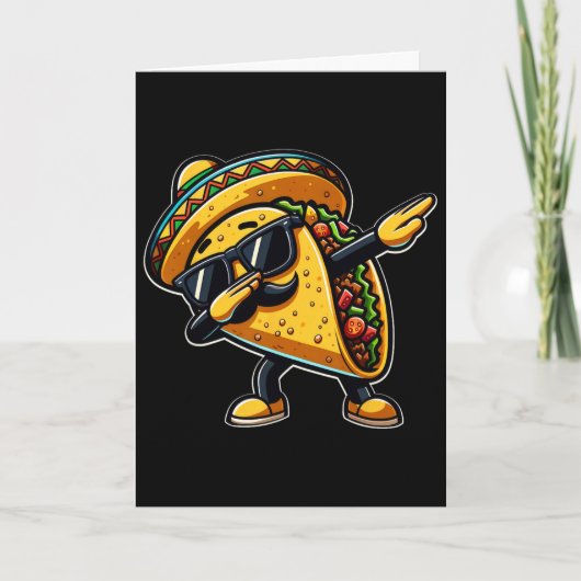 Dabbing Taco Cinco De Mayo Grappige Mexicaanse Vad Kaart (Voorkant)