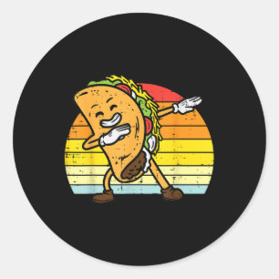 Dabbing Taco Dab Retro Cinco de Mayo Mannen Boys y Ronde Sticker