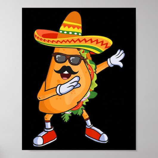 Dabbing Taco Funny Cinco De Mayo Mexican Party Poster (Voorkant)