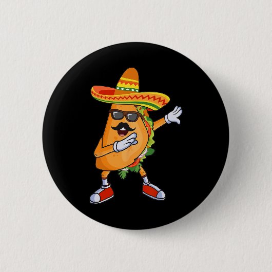 Dabbing Taco Funny Cinco De Mayo Mexican Party Ronde Button 5,7 Cm (Voorkant)