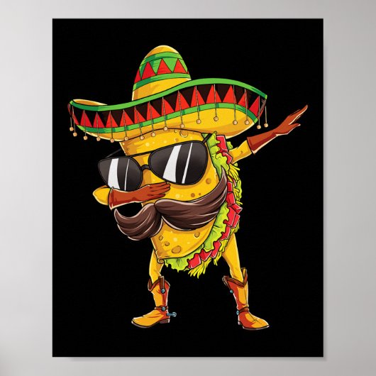 Dabbing Taco T Shirt Cinco de Mayo Kinder Boys Man Poster (Voorkant)