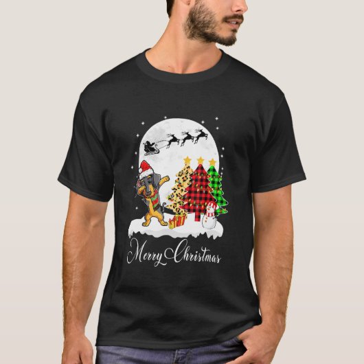 Dabbing teckel dab hond kerstboom Xmas T-shirt (Voorkant)