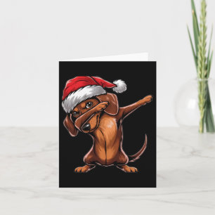 Dabbing Teckel Santa Hat Christmas Dab Dance Gi Kaart